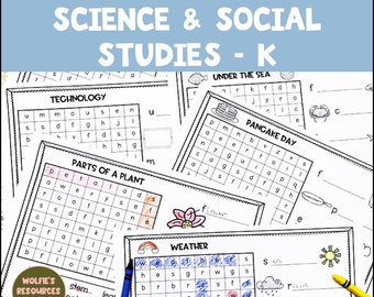 50 Science And Social Studies Word Searches For Kindergarten And Homeschool