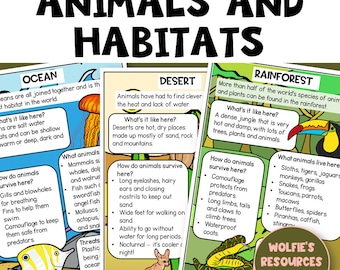 Animals And Habitats Activities, Printables, Worksheets, Posters, Homeschool