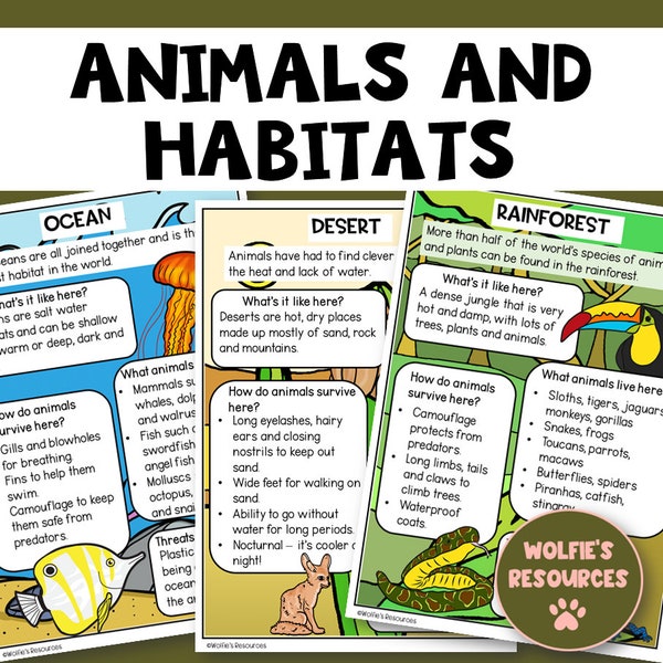 Animals And Habitats Activities, Printables, Worksheets, Posters, Homeschool