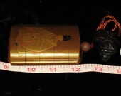 Japanese gold lacquer Inro ojime wood netsuke sign Samurai Jurakudzu