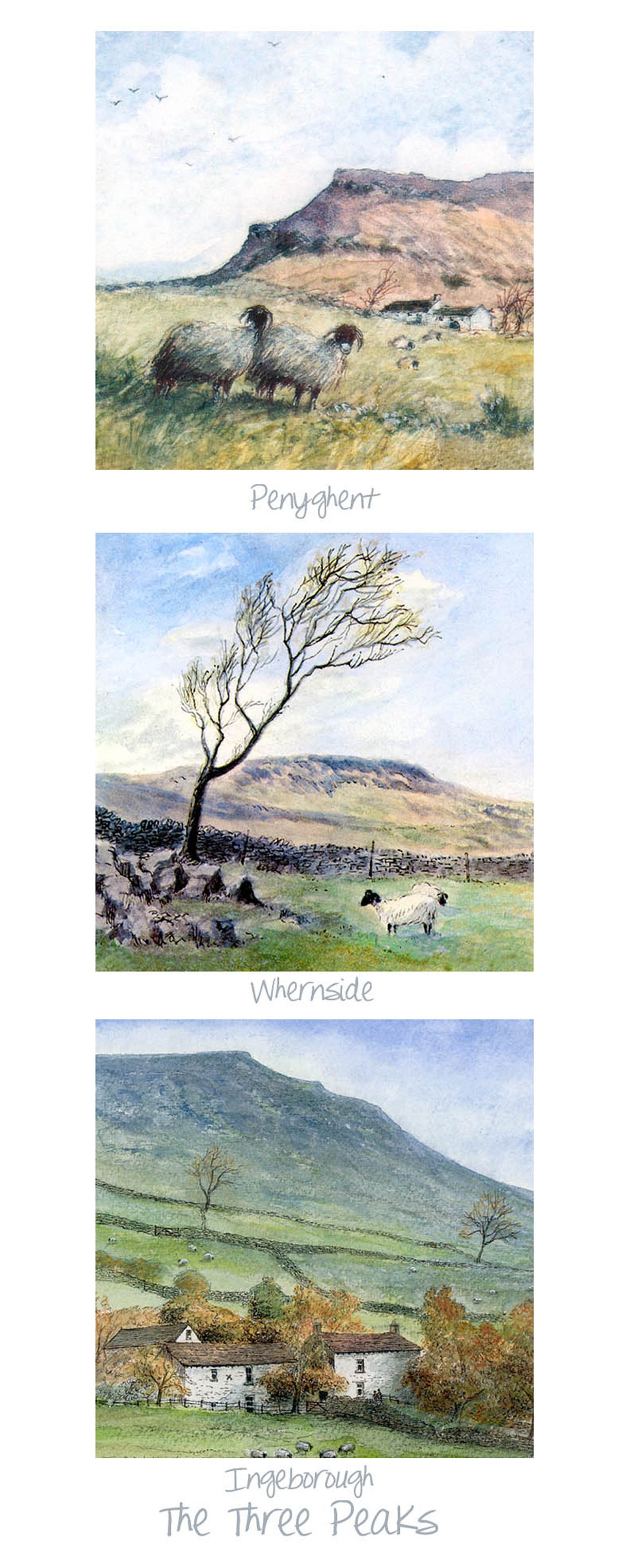 Yorkshire Three Peaks Watercolour Framed or Mounted Prints by Etsy UK