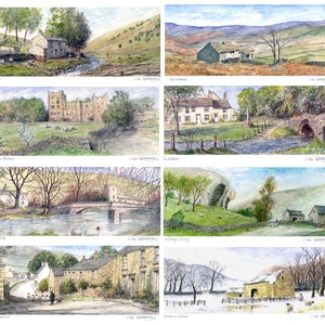 Yorkshire Dales aquarel ingelijste en gemonteerde prenten door Whitby Artist, Colin Williamson.