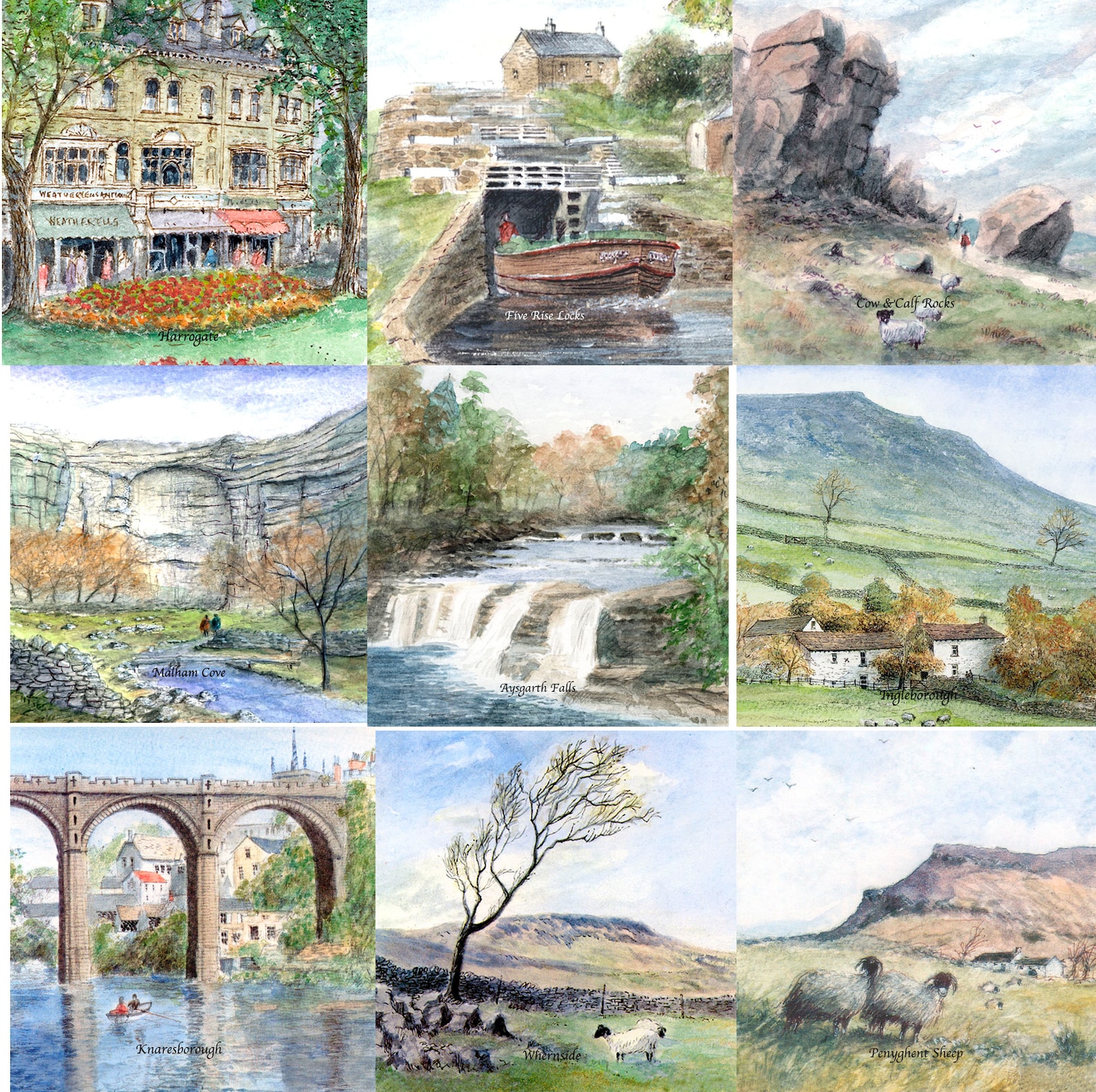 Watercolour Prints of the Yorkshire Dales, Framed or Mounted by Whitby