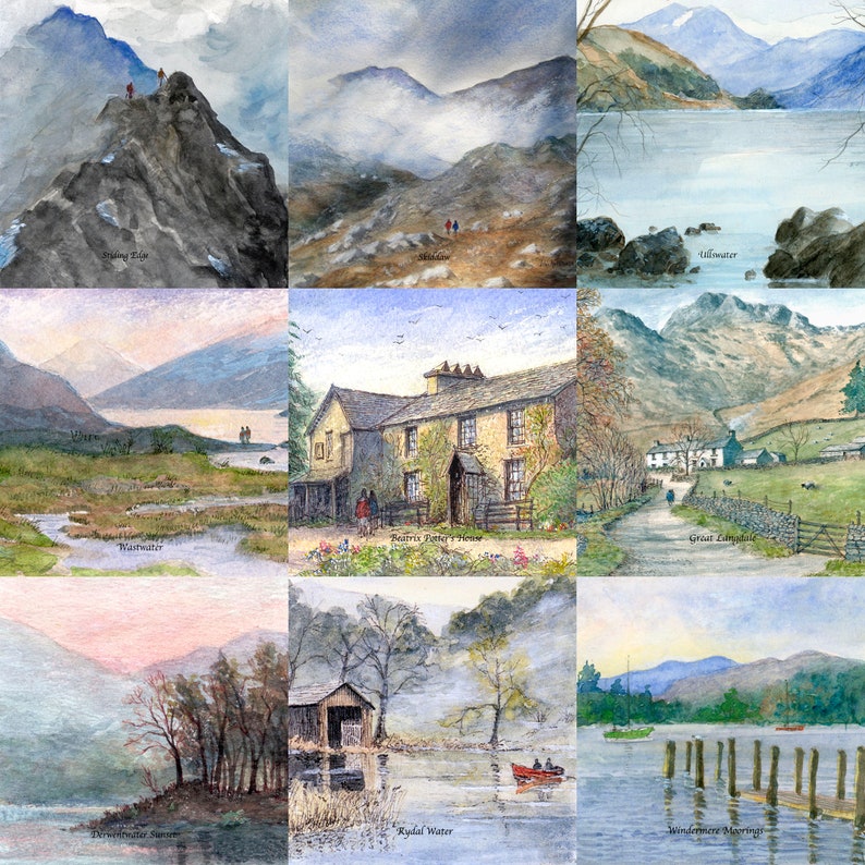 Watercolour Prints of Lake District Scenes, Framed or Mounted by Whitby