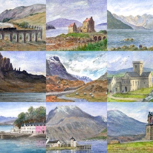 Placemats/ Tablemats  of Scottish Watercolours by Whitby Artist, Colin Williamson.  Melamine.  FREE POSTAGE