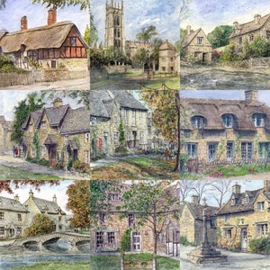 Watercolour Prints of the Cotswolds Framed and Mounted Scenes by Whitby Artist, Colin Williamson.