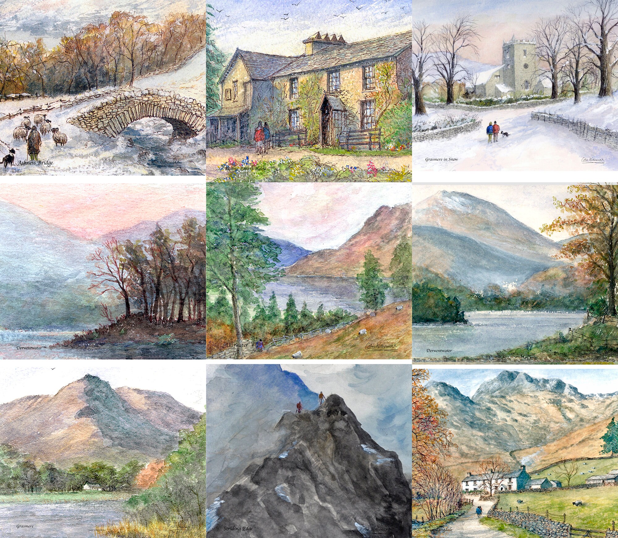 Lake District Melamine Placemats / Tablemats From Watercolour Prints by