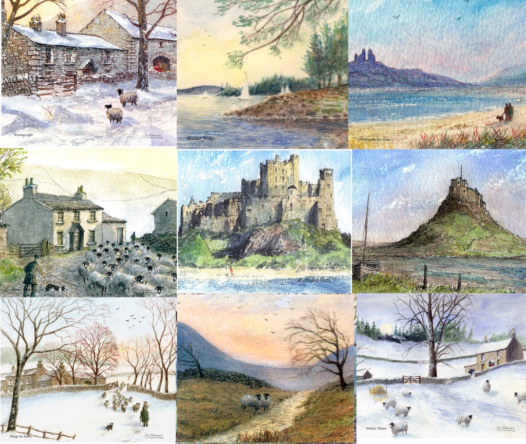 Northumberland and Countryside Placemats / Tablemats From Watercolour