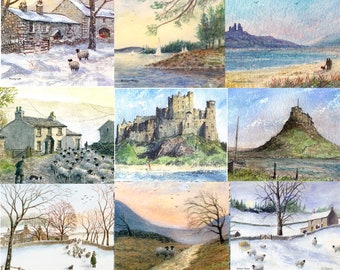 Northumberland and Countryside Placemats / Tablemats from Watercolour Prints by Colin Williamson.  Melamine.   FREE POSTAGE