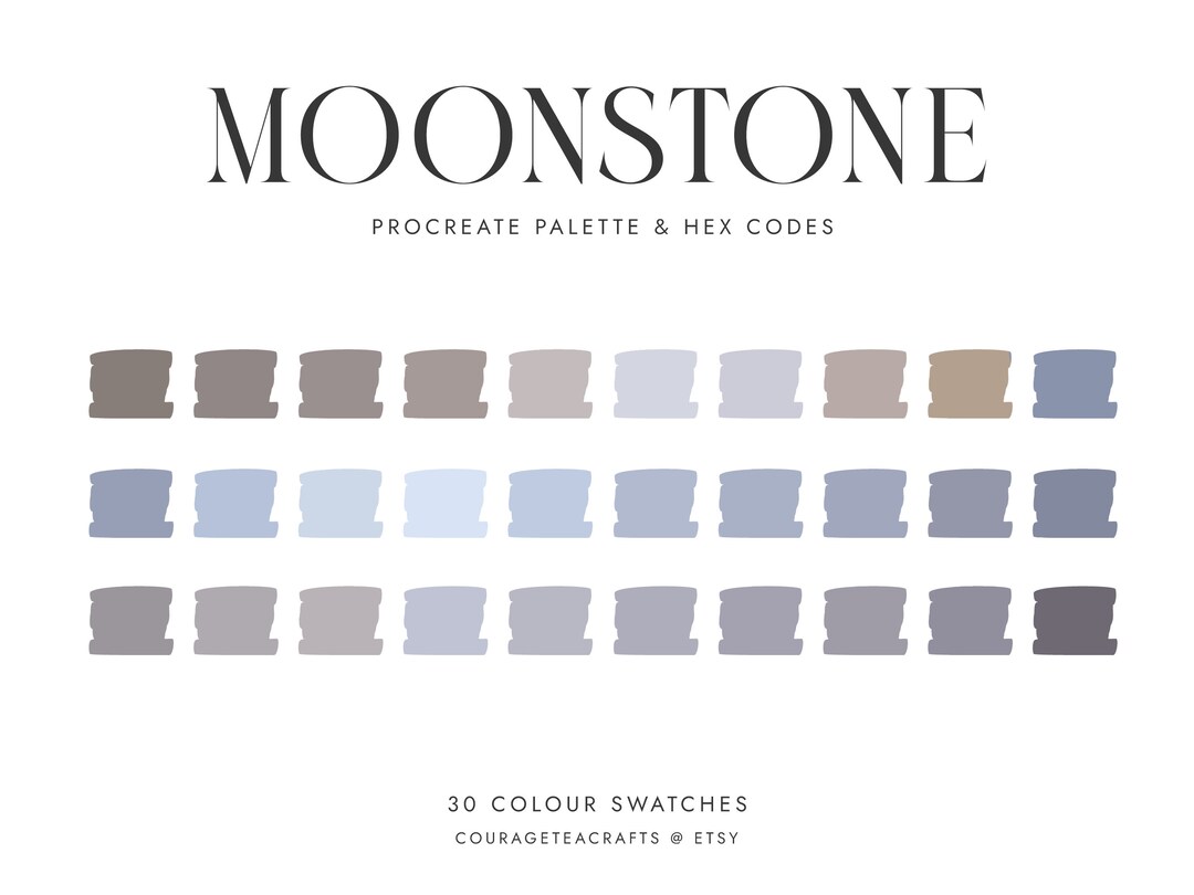 Procreate Colour Palette & HEX Codes Moonstone Crystal Etsy