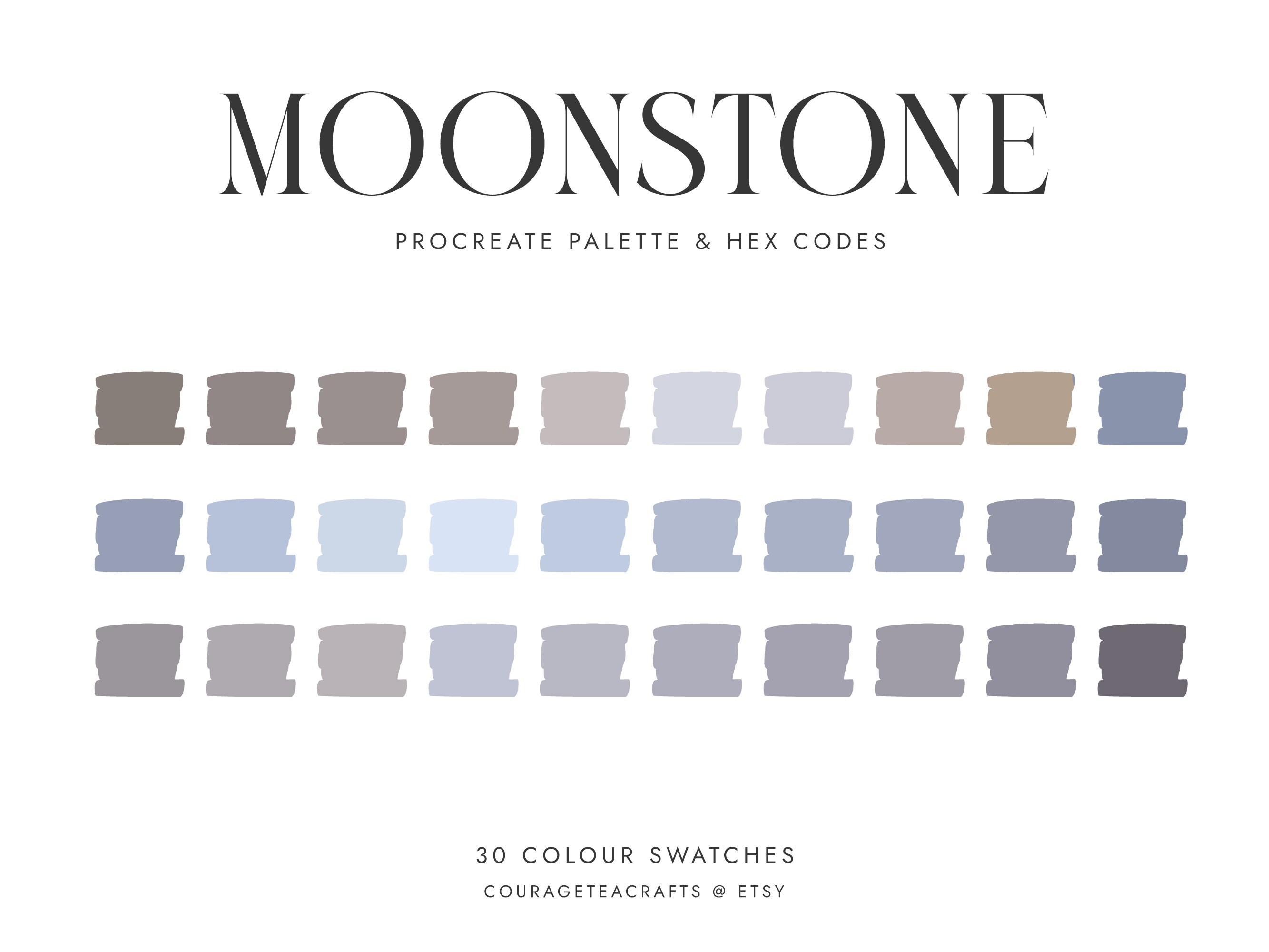 Procreate Colour Palette & HEX Codes Moonstone Crystal Etsy Canada