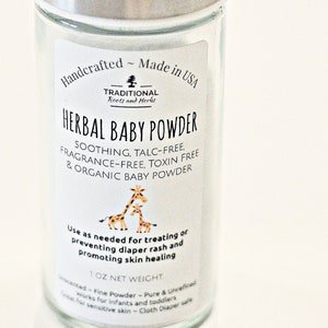 Herbal Baby Powder – Organic, Talc-Free, Diaper Rash Relief | Kaolin Clay, Calendula, Myrrh, Anti-Fungal Natural Skincare