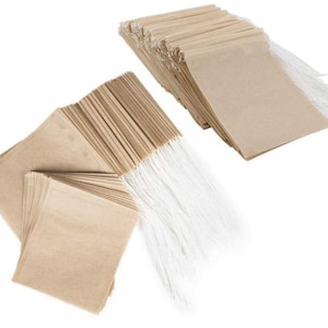 Disposable Unbleached Tea Filter Bags with Drawstring - 25, 50 or 100 Bulk tea filter bags/ Natural Color