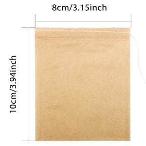Large Disposable Unbleached Tea Filter Bags with Drawstring - 25, 50, 100, 200 Bulk tea filter bags/ Natural Color