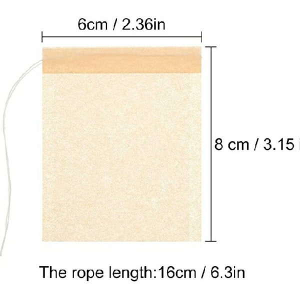 Medium Disposable Unbleached Tea Filter Bags with Drawstring - 25, 50 or 100 Bulk tea filter bags/ Natural Color