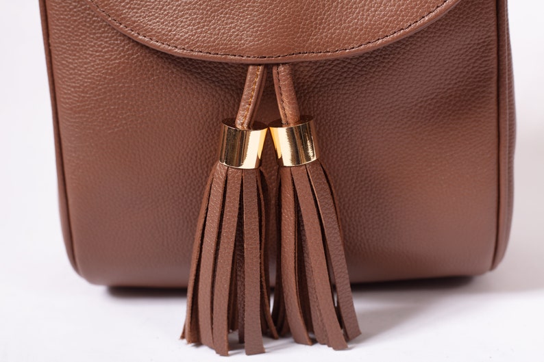 Brown Leather backpack, Shoulder leather women bag, Travel bag, Everyday bag image 6