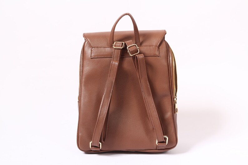 Brown Leather backpack, Shoulder leather women bag, Travel bag, Everyday bag image 5