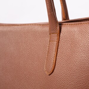 Dark Brown Leather Tote Bag Large Full Grain Tote with Interior Pocket image 4