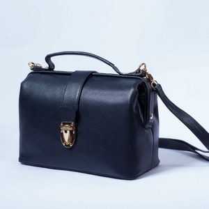 Dark Bleu Genuine Leather Doctor bag, Crossbody bag, Shoulder bag, Women bag