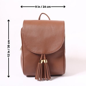 Brown Leather backpack, Shoulder leather women bag, Travel bag, Everyday bag image 9