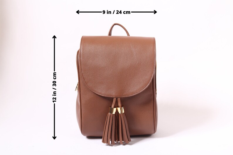 Brown Leather backpack, Shoulder leather women bag, Travel bag, Everyday bag image 9