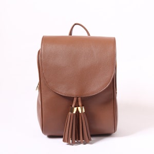 Brown Leather backpack, Shoulder leather women bag, Travel bag, Everyday bag image 4