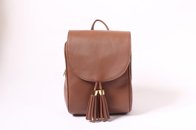 Brown Leather backpack, Shoulder leather women bag, Travel bag, Everyday bag image 4