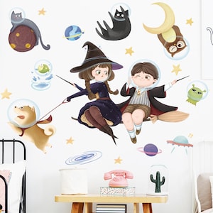 School of Magic, Wizard Witch Wall Decal, Space Wall Decal, Magic, Wall Stickers for Kids Room, Vinyl Wall Decals