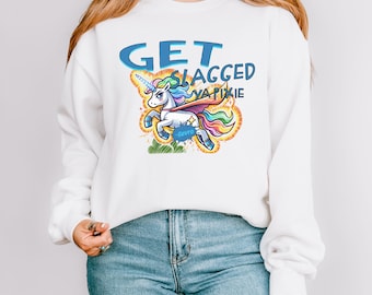 Red Rising Sevro Sweatshirt, Get Slagged, Ya Pixie Unicorn Design, Cozy Sci-Fi Apparel for Red Rising Fans, Funny Sevro Pullover