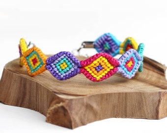 Multicolor Boho Bohemian Friendship Bracelet, Woven Bracelet, Macrame Bracelet, Indian Ethnic Colorful Bracelet