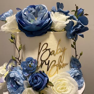 Baby in Bloom Cake Topper: Gold Acryl Blumen Babyparty Dekoration