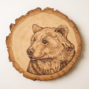 Wood-burned Bear Portrait- Wall Decor- Cottagecore- Nursery- Gifts For Her- Gifts For Him- Rustic- Farmhouse- Bohemian