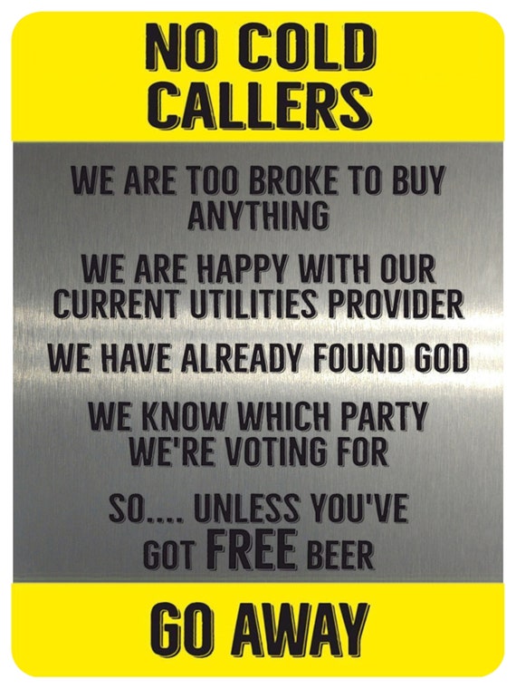 1095 NO COLD CALLERS Funny Metal Aluminium Plaque Sign Door - Etsy UK