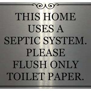 1495 Esta casa utiliza un sistema séptico. Inodoro Metal Aluminio Placa De Señalización Puerta