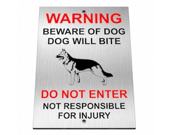 B240 BEWARE Of Dog Will Bite Do NOT ENTER Metal Aluminium  Sign Plaque Gate
