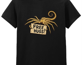 087 Free Hugs Alien T-Shirt – Funny Retro Sci-Fi Humor Tee