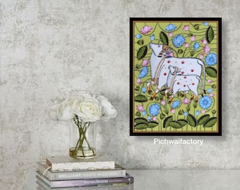 Indian Painting Pichwai Art Cow Painting on cloth hand painted