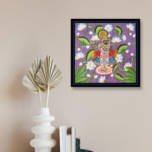Pichwai Peinture Shrinathji Darshan Peint à la main Kamal Talai Peinture Décor de la maison