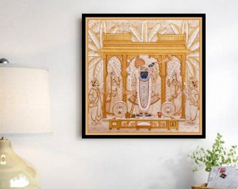 Shreenathji Darshan Pichwai Malerei: Indische Kunst Home Decor