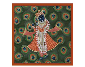 Painting of Lord Shrinathji, Pichwai Painting, Indian Art, Wall Decor Painting,