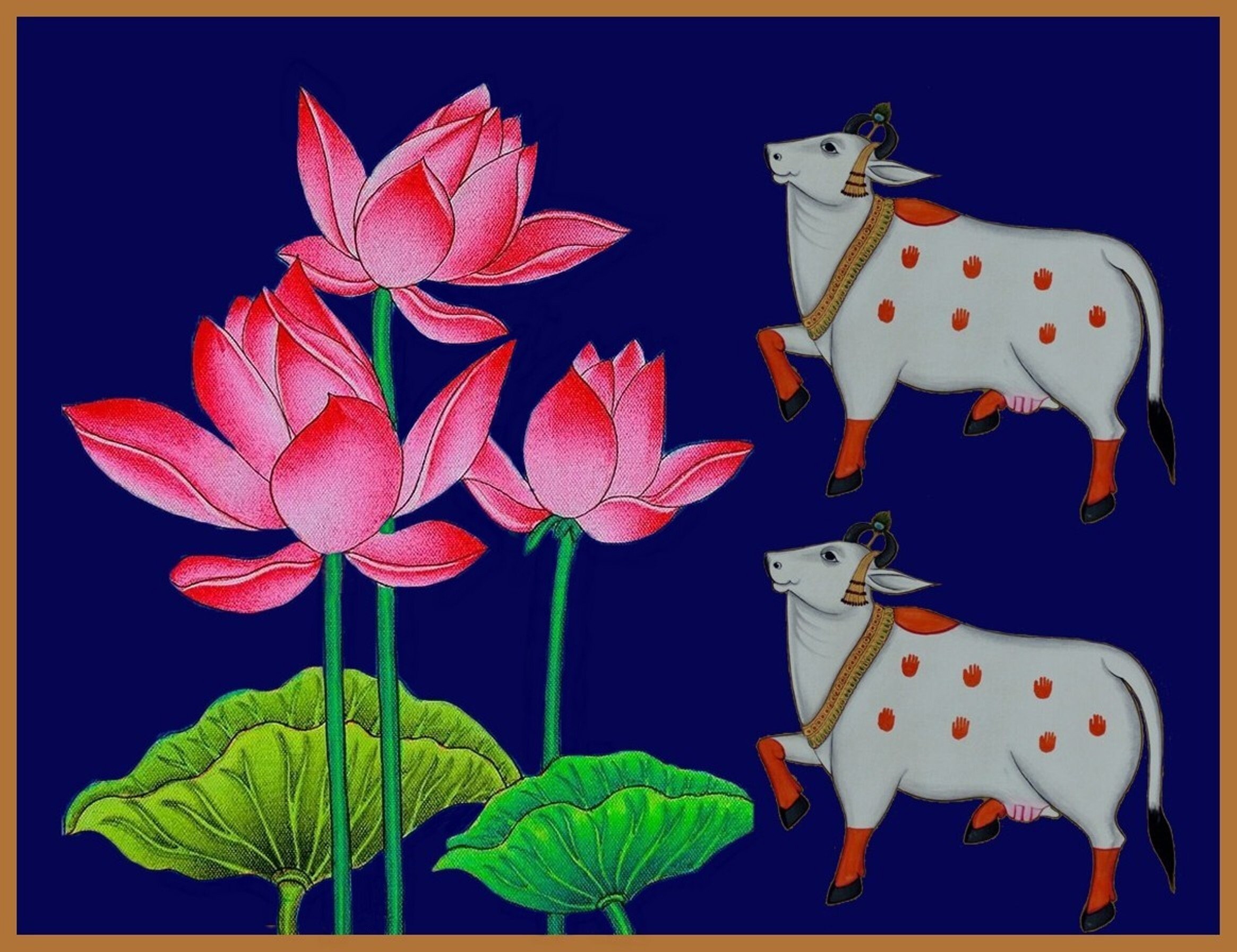 Indian Painting Pichwai Art Cow Painting on cloth hand painted Etsy