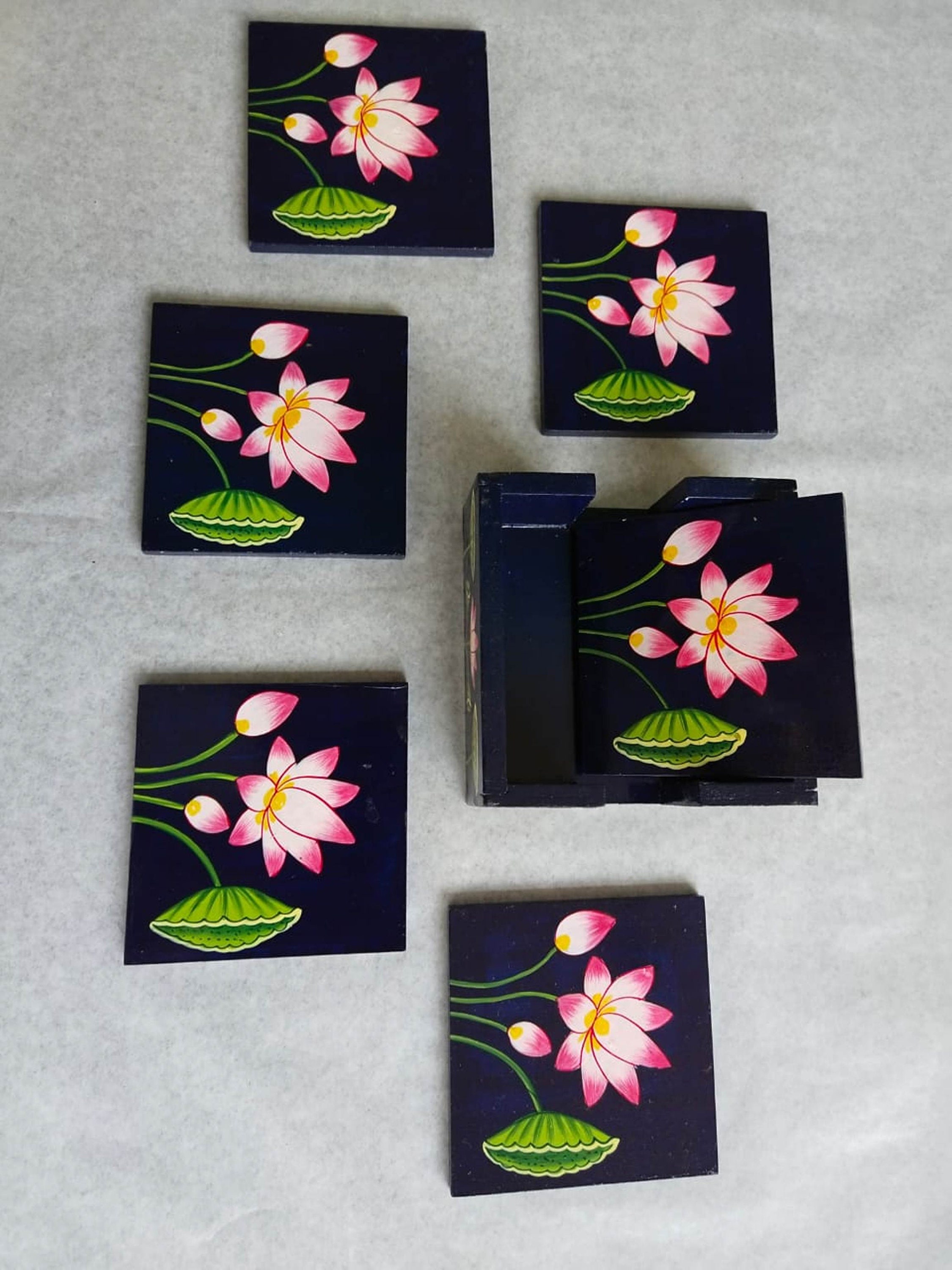 Beautiful Tea Coaster Set in Pichwai Style Hand Painted Etsy