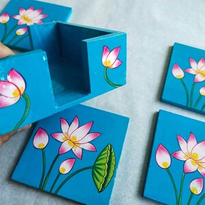 Home Decorative Tea Coaster In Pichwai Style Hand painted Decorative art image 2