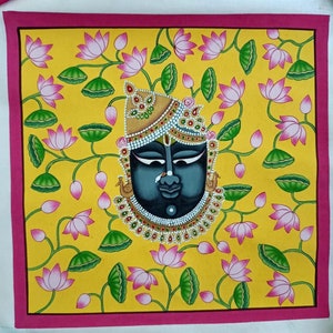 Pichwai Painting of shrinathji Mukharvind kamal talai on cloth