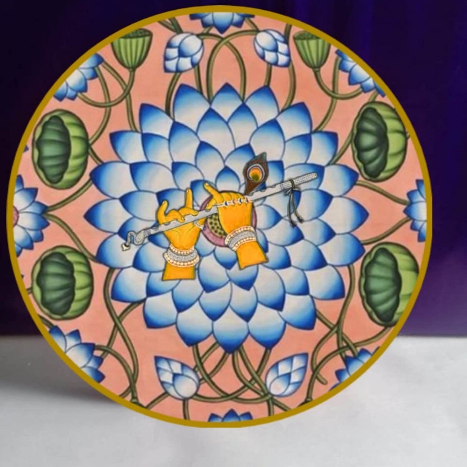 Wooden Decorative Plates Hand Painted Pichwai Style on Wood Etsy