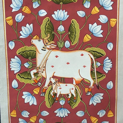 Pichwai Painting fashion Set of 4 Hand Painted Decorative Cow Painting