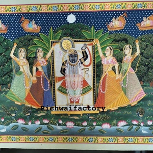 Hand Painted Pichwai Painting: Lord Shrinathji Indian Art (4x3 ft)