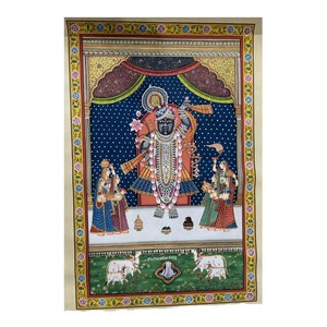 Shrinathji Pichwai Painting: Hand-Painted Indian Art, Home Decor (24x36 inch)