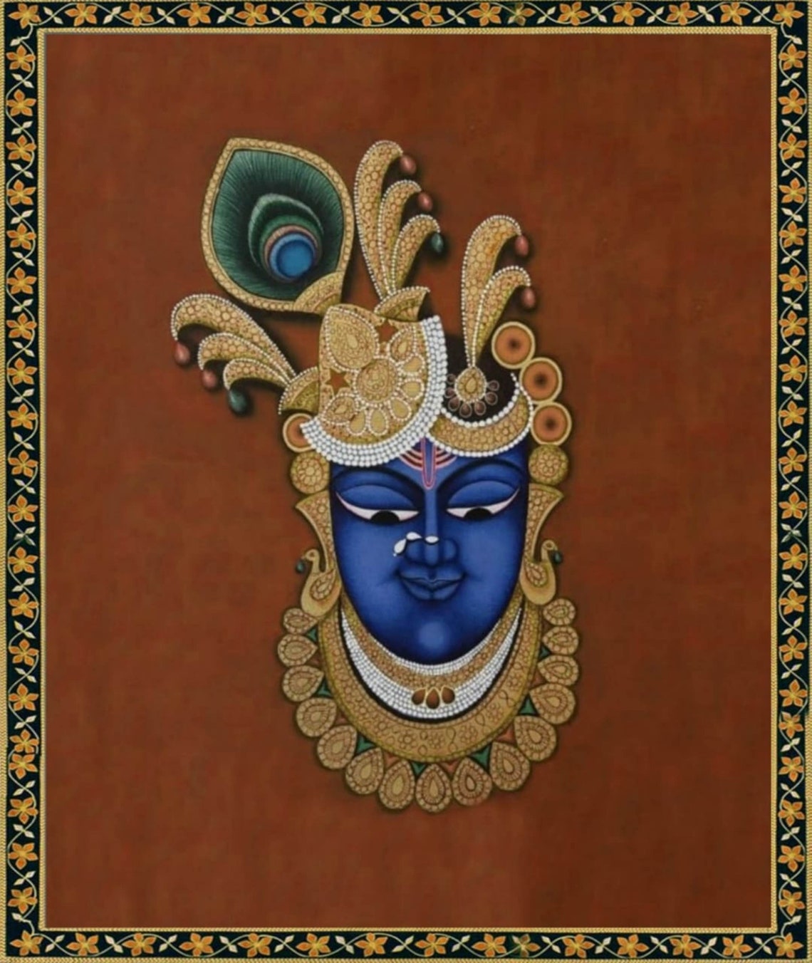 Pichwai Painting of Shrinathji Mukharvind Home Decor Indian Etsy