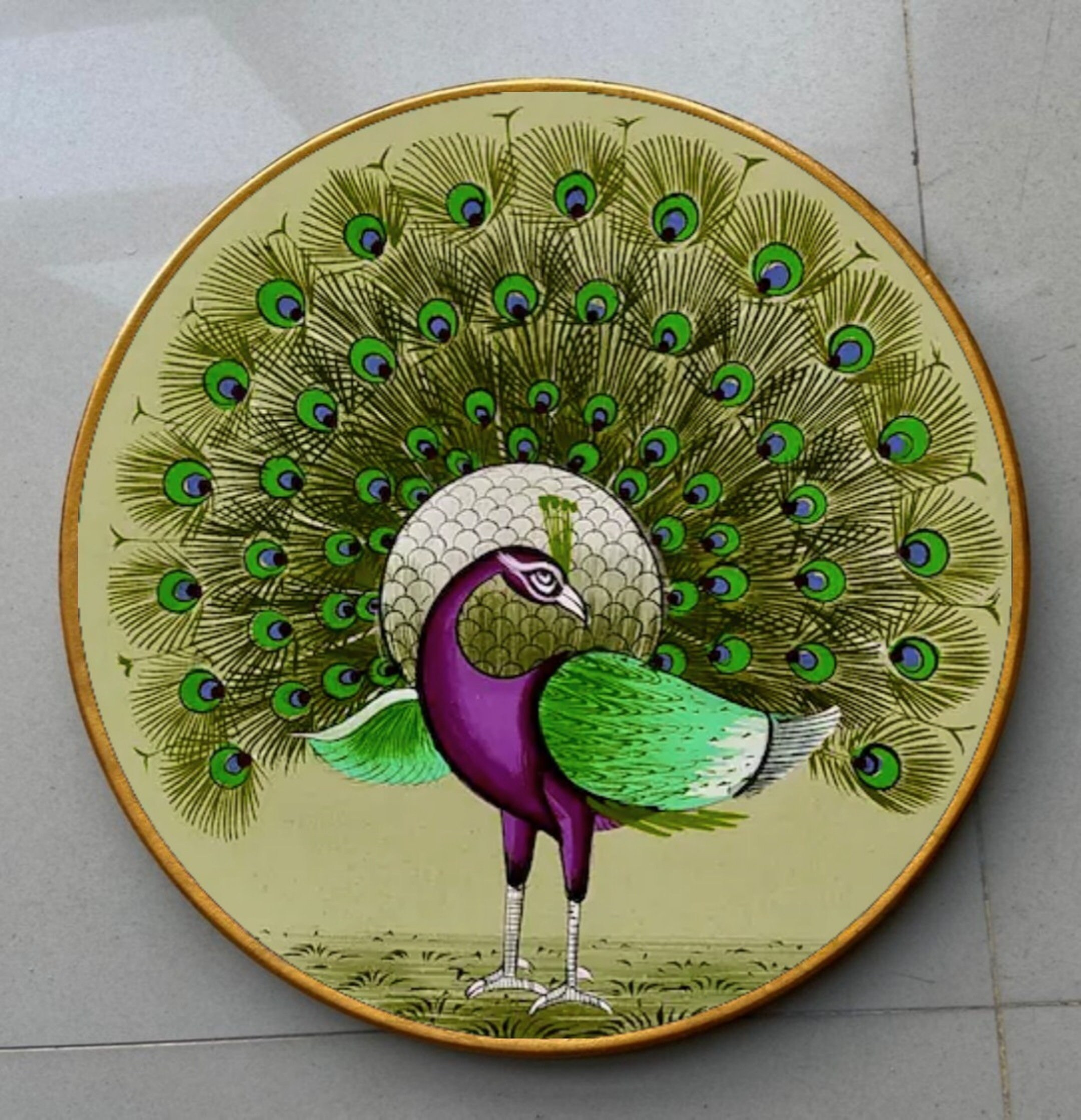 Wooden Pichwai Wall Plate Peacock Handpainted on Wood Decor - Etsy